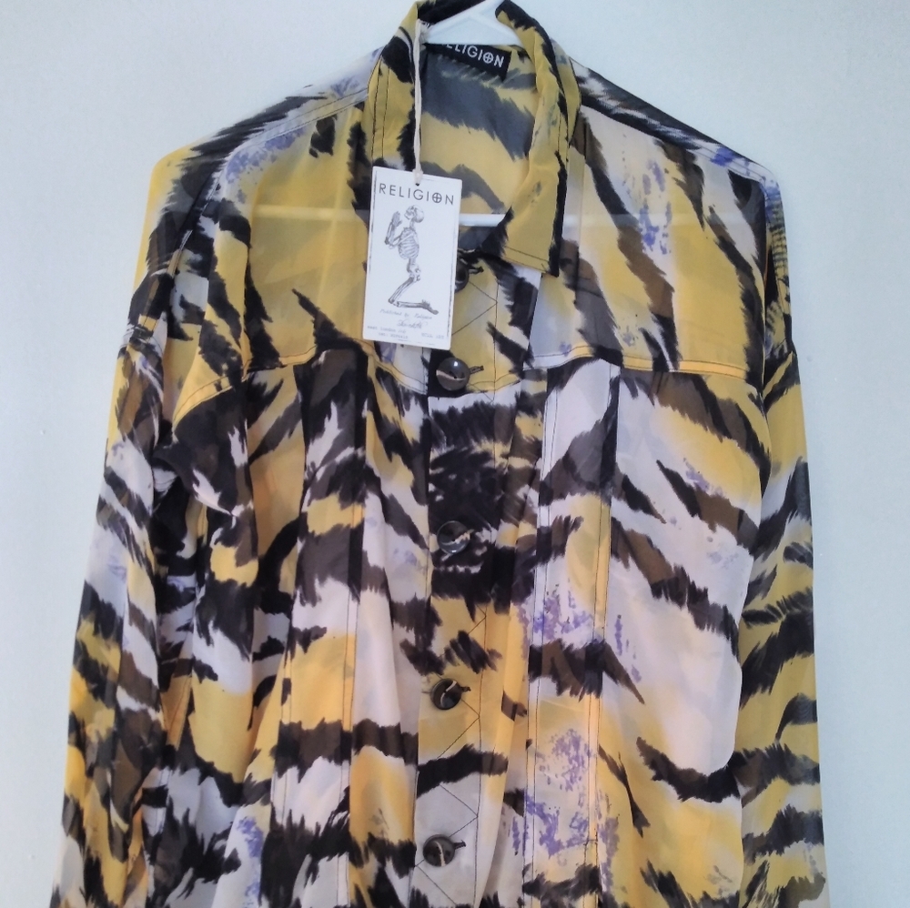 Exotic/Animal Print Sheer Bomber Jacket